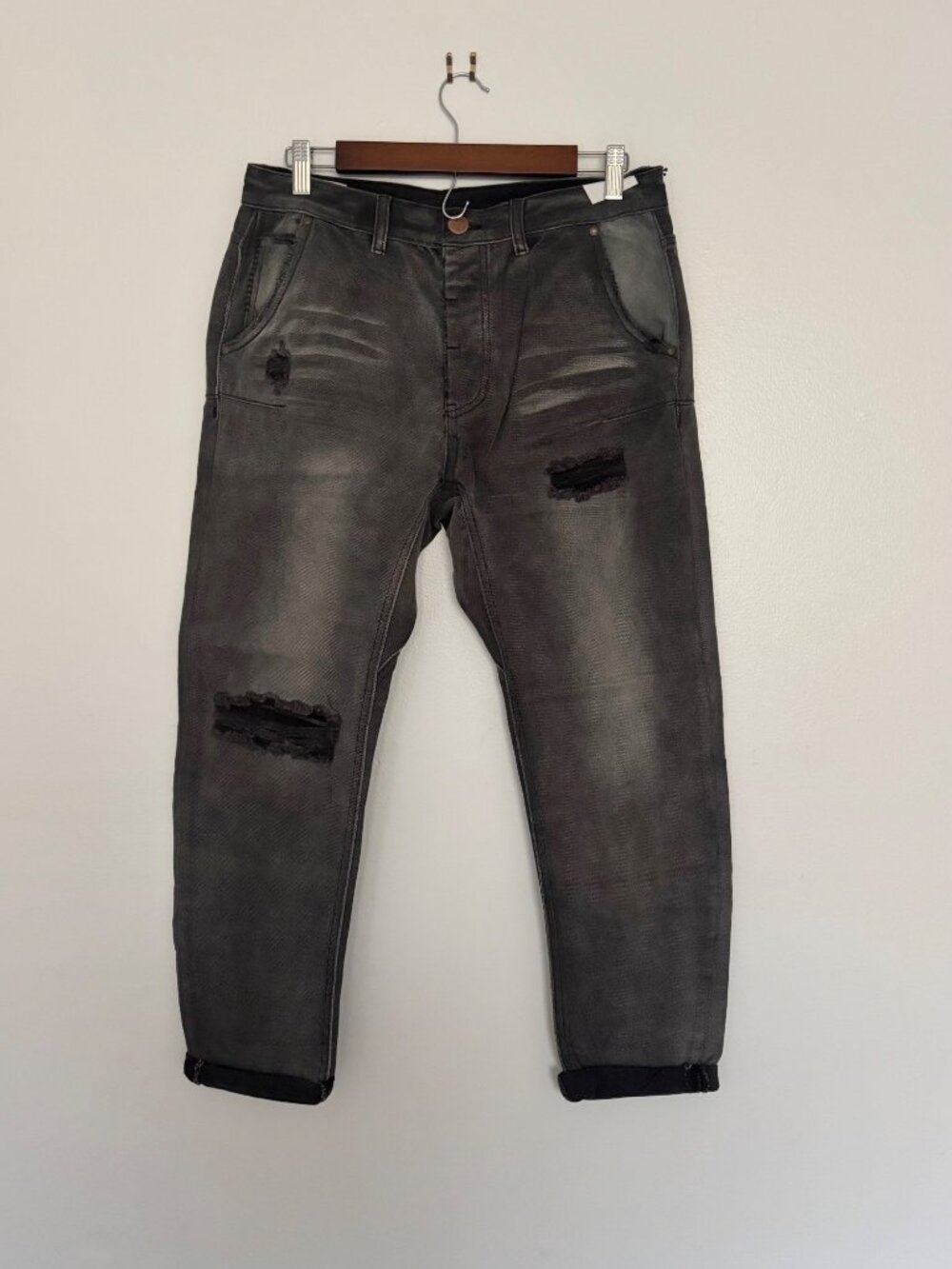 MAN X ONE TEASPOON Mr Golds Phantom Gray Distressed Jeans 30R Y2K Grunge